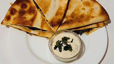 Cheesy Spinach and Mushroom Quesadillas