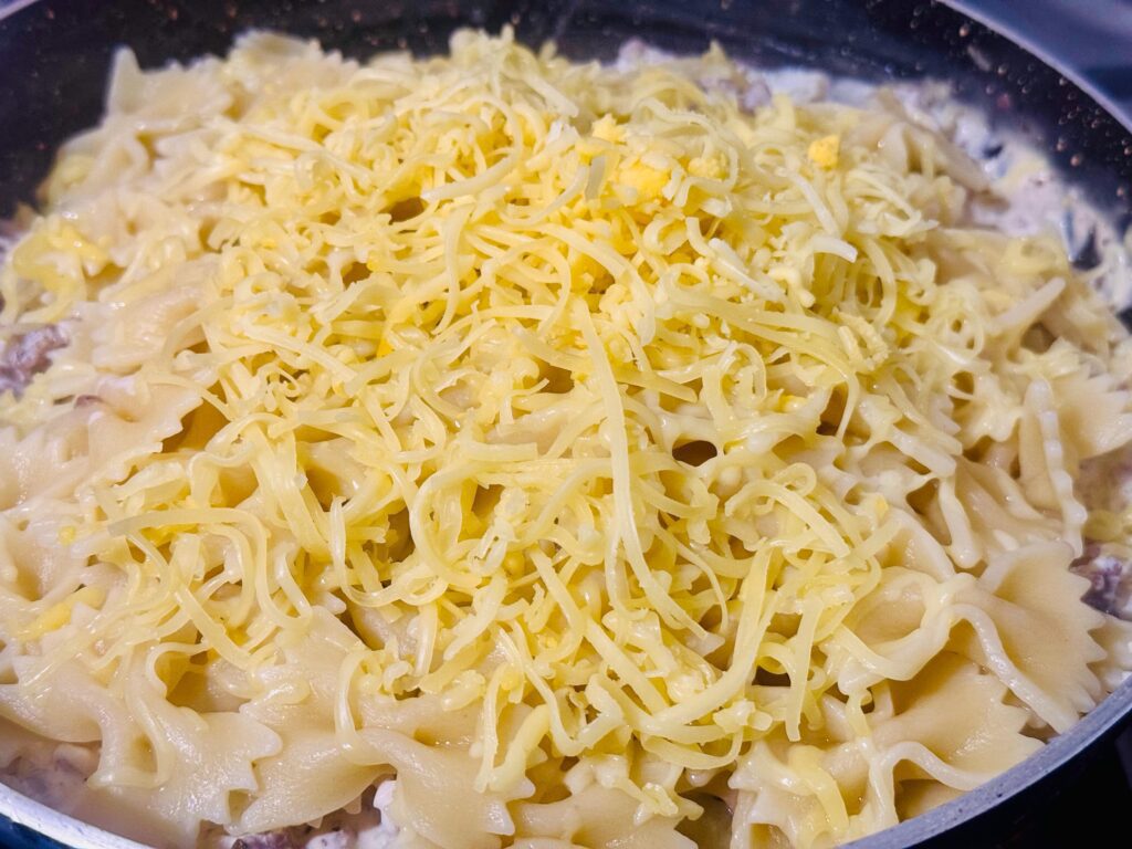 Creamy Beef & Bowtie Pasta