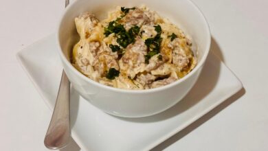 Creamy Beef & Bowtie Pasta